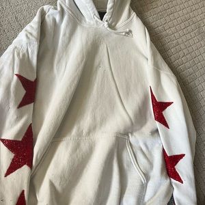 Carmar women’s white hoodie with red stars on the arms
